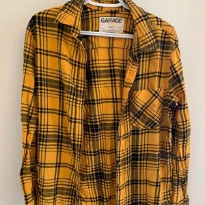 Black and yellow plaid shirt boyfriend fit